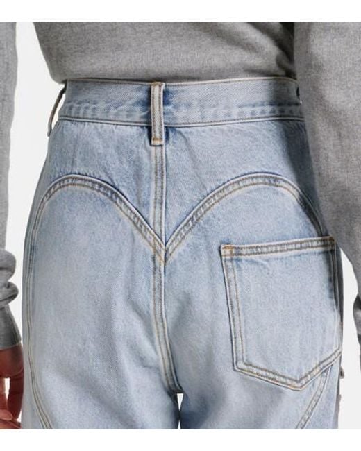 Area Blue Crystal-Embellished Straight Jeans