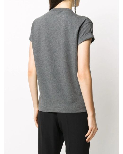 Brunello Cucinelli Gray Rolled Sleeve T-Shirt