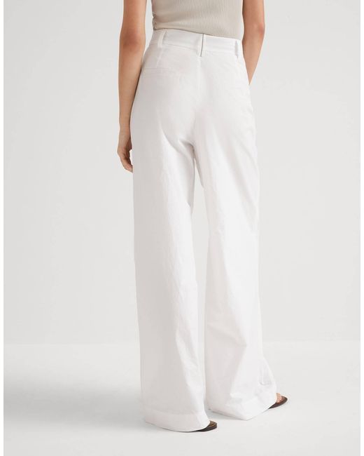 Brunello Cucinelli White Pleated Wide-Leg Trousers