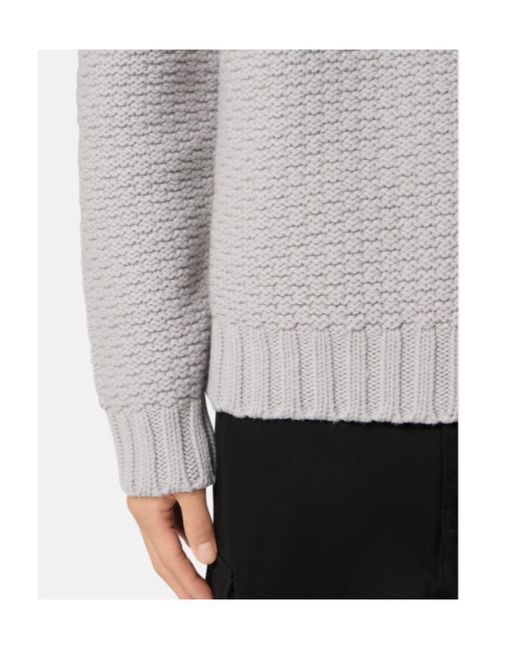 Stone Island Gray Mock Neck Sweater With Wide Ribbed Trims for men