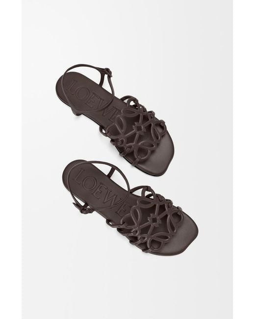 Loewe Brown X Paula's Ibiza Leather Petal Anagram Sandals
