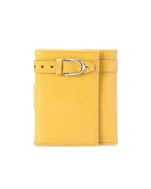 Gucci Yellow Double Folded Embossed Purse
