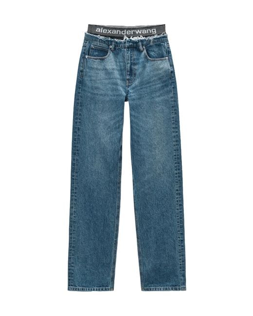 Alexander Wang Blue Logo-Waistband Layered Jeans