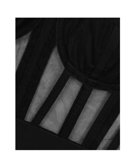 Dolce & Gabbana Black Boned-Bodice Cropped Tank Top