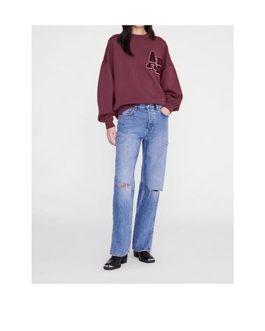 Anine Bing Purple Miles Sweatshirt Letterman