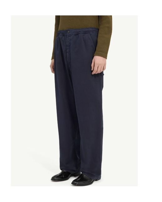 MM6 by Maison Margiela Blue Overdyed Gabardine Wide-Leg Trousers for men