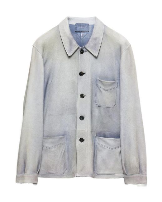 Prada Gray Suede Caban Jacket for men
