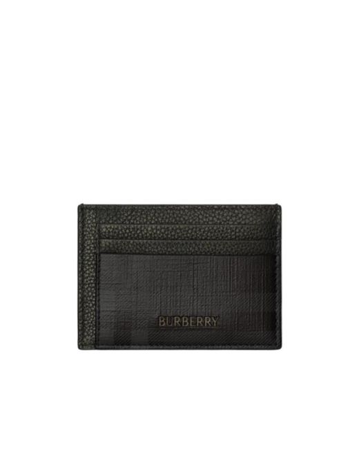 Burberry Black City Check Clip Card Case for men