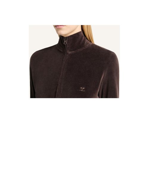 Courreges Black Velvet Zip-Up Track Jacket