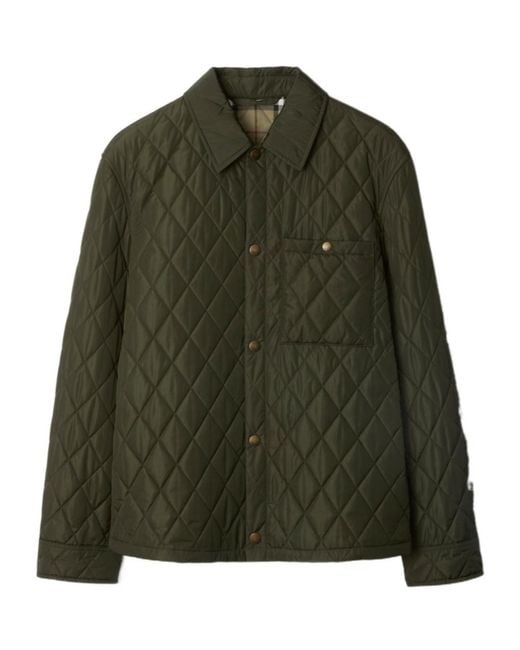 Burberry Green Long Sleeved Quilted Padded Jacket for men