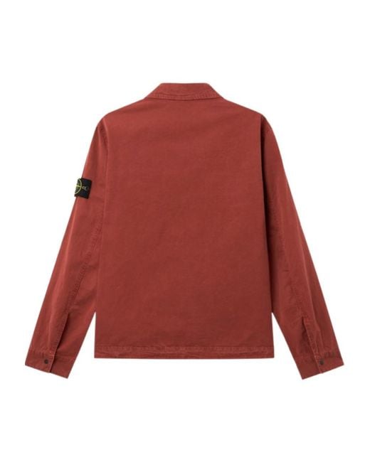 Stone Island Red Regular-Fit Zip-Up Overshirt With Pocket for men