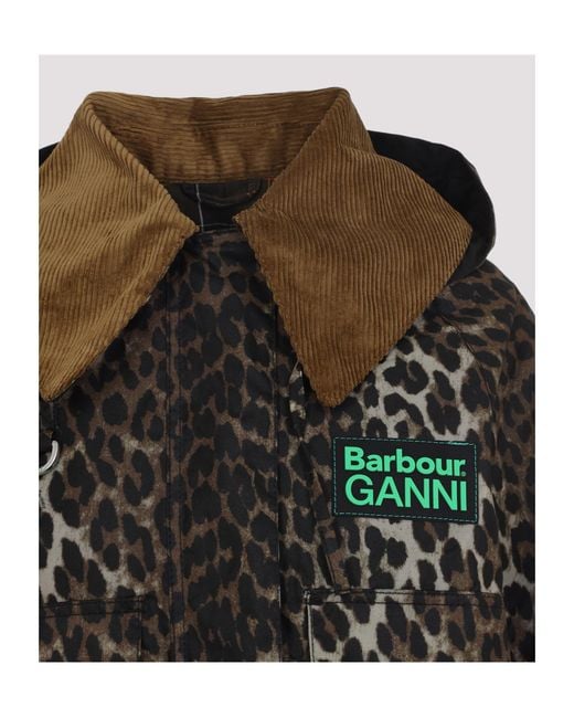 Barbour Black X Ganni Leopard-Pattern Jacket