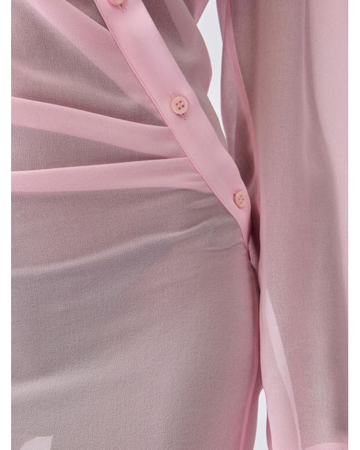 Jacquemus Pink Pareo Collared Long-Sleeve Shirt Dress