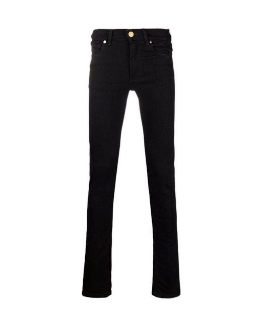 Versace Black Logo Patch Slim-Fit Jeans for men