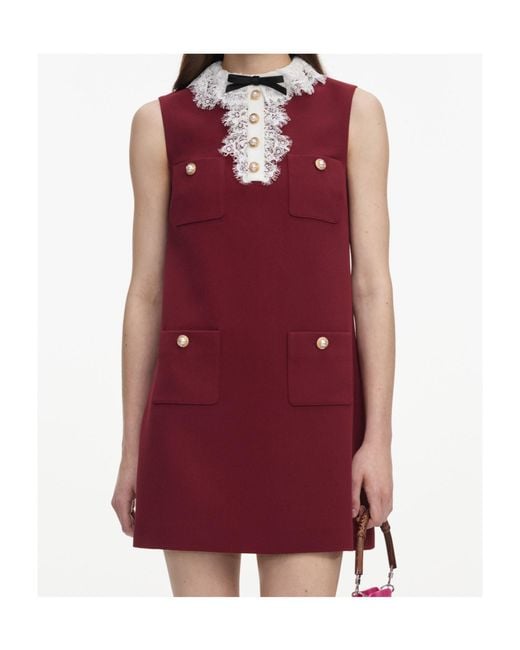 Self-Portrait Red Lace Collar Mini Dress
