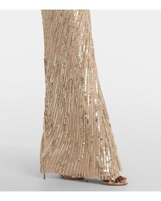 Jenny Packham Natural Zola Sequined Tulle Gown