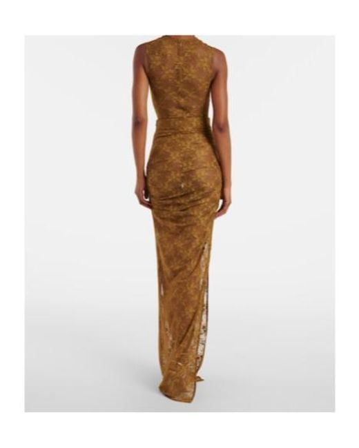 Alex Perry Natural Floral Sheer Lace Skirt