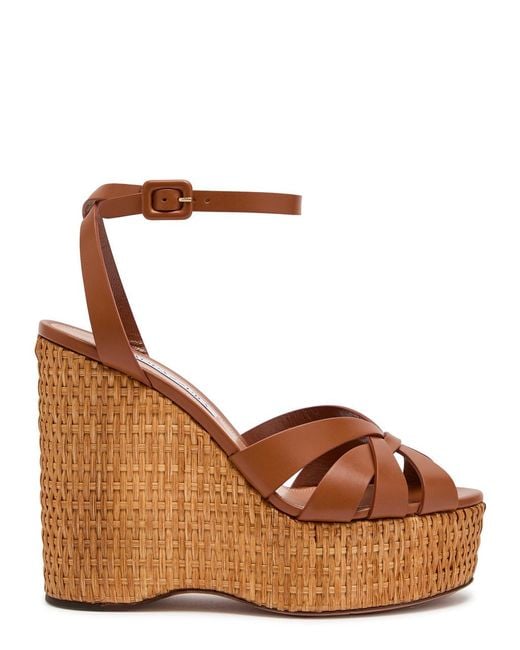Aquazzura Brown Ankle Strap Sandals