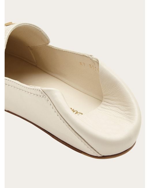 Ferragamo White Round Head Loafer Shoes