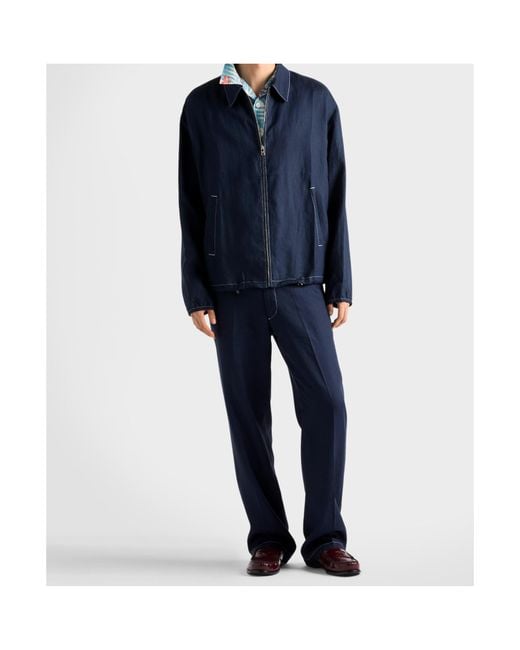 Prada Blue Cotton Blouson Jacket for men