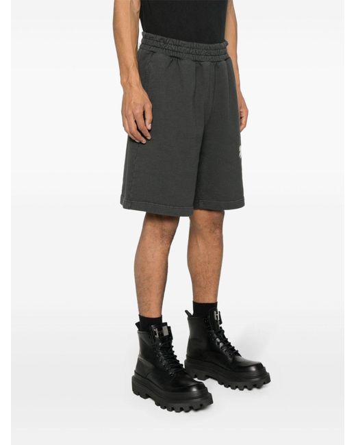 Palm Angels Gray Palm Tree-Printed Elasticated Waist Track Shorts for men