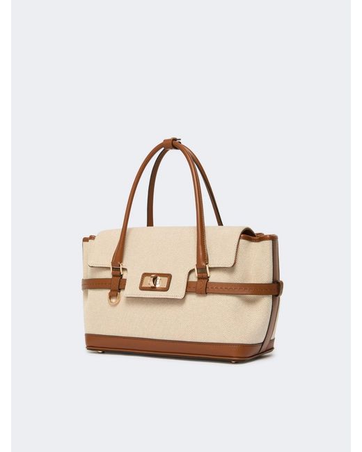 Max Mara Natural Structured Flap Tote Bag