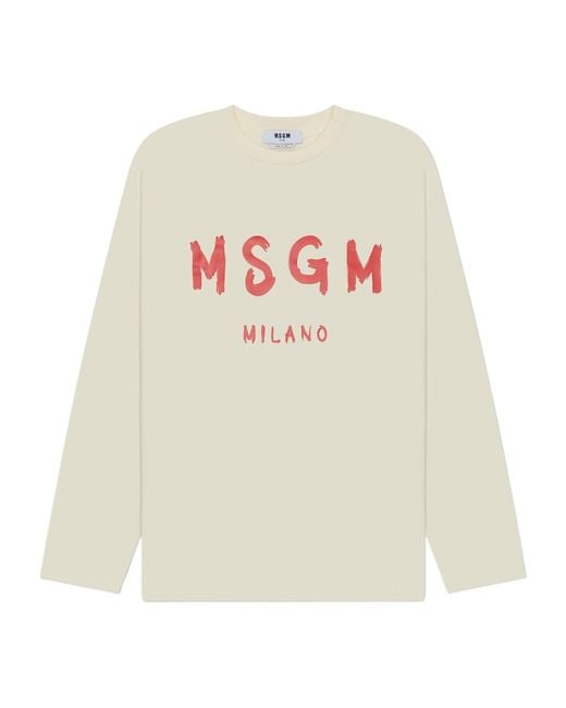 MSGM White Long-Sleeved T-Shirt for men