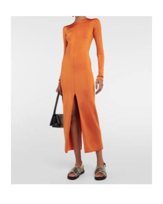 Marni Orange Jersey Midi Dress