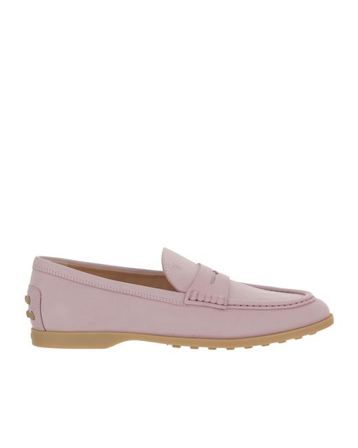 Tod's Pink Logo Embossed Slip-On Loafers
