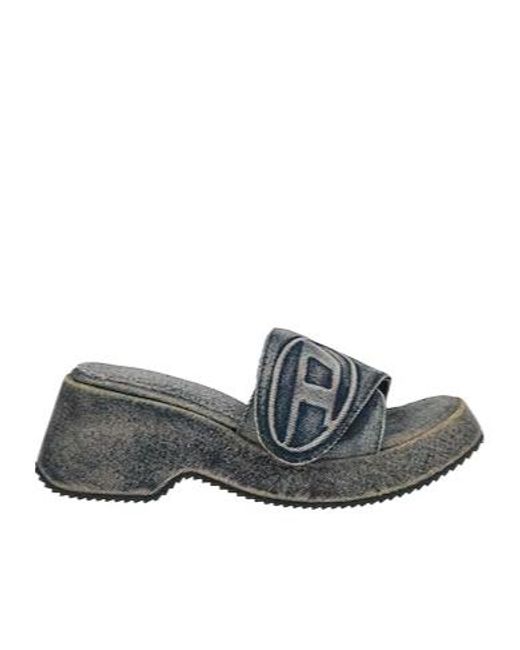 DIESEL Gray Denimstyle Slippers