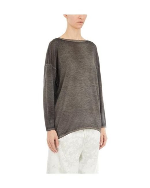 Avant Toi Gray Long Sleeve Boat Neck Top