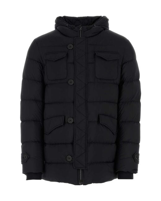 Herno Blue L'Eskimo High Neck Hooded Coat for men