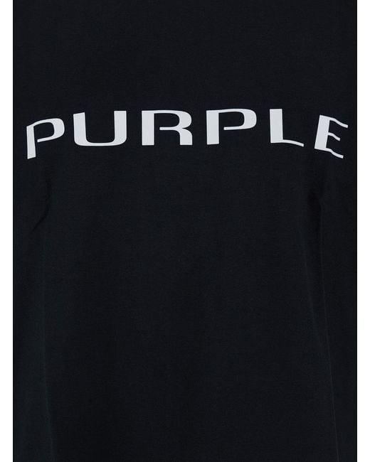 Purple Brand Black Logo Crewneck T-Shirt for men