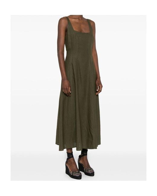 Twinset Green Square-Neck Midi Dress