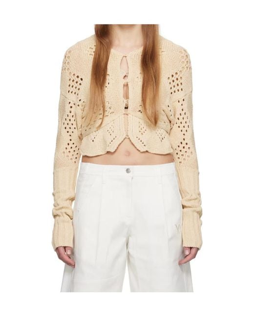 OPEN YY Natural Argyle Pattern Cardigan