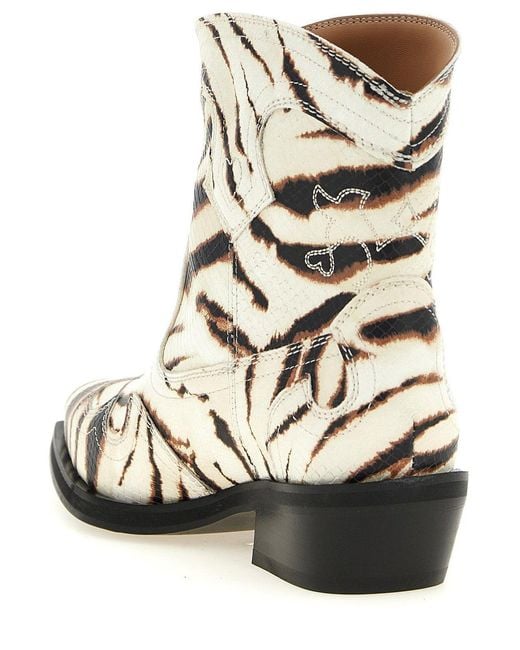 Ganni Metallic Western Ankle Boots