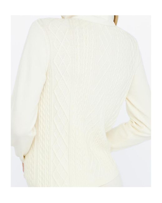 Liu Jo White Half-Fastening Balloon-Sleeve Sweater