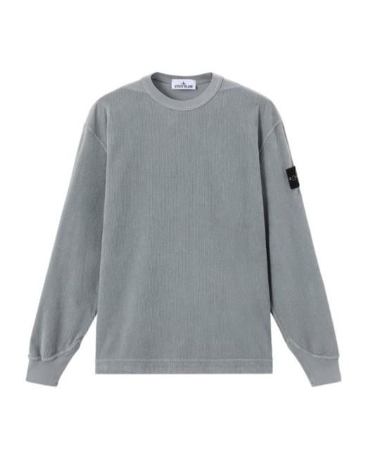Stone Island Gray Comfort-Fit Crewneck Sweatshirt With Shoulder Inserts for men