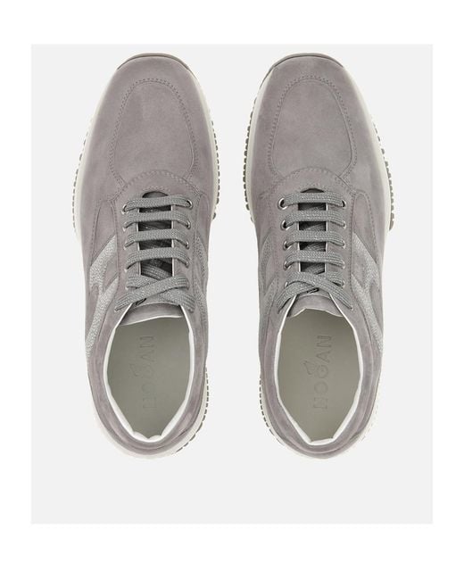Hogan Gray Interactive Round Toe Lace-Up Sneakers