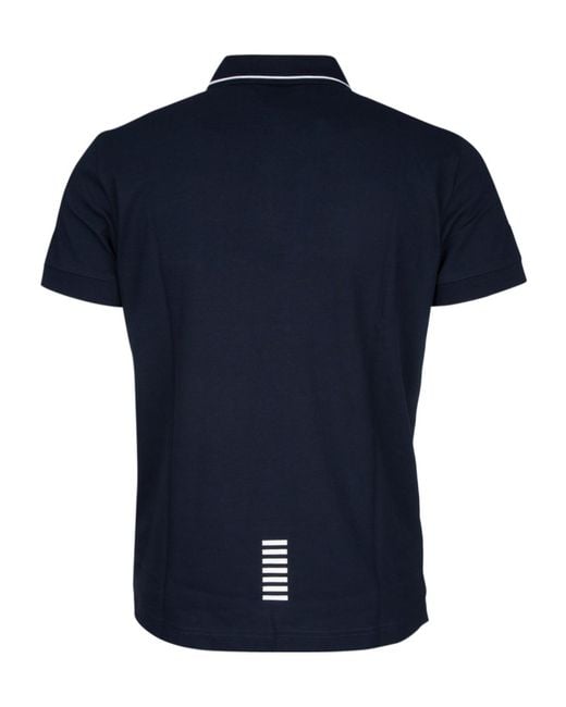 EA7 Blue Logo Printed Short-Sleeved Polo Shirt for men