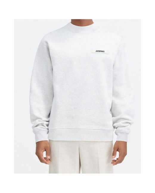 Jacquemus White Logo Patch Crewneck Sweatshirt for men