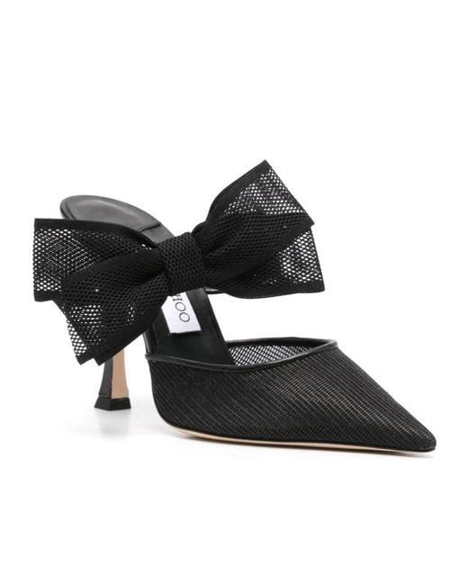 Jimmy Choo Black 95Mm Bow-Detail Pumps