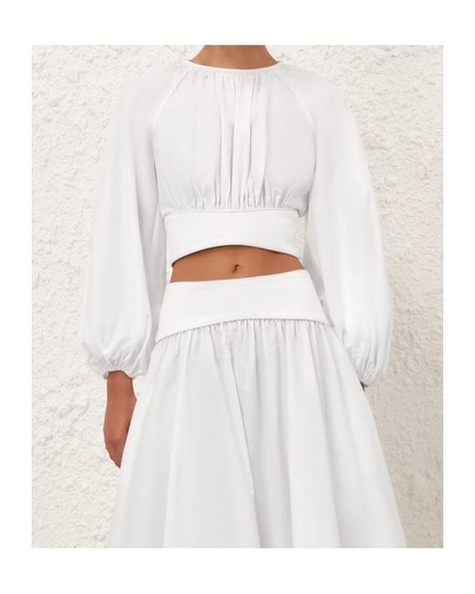 Zimmermann White Long-Sleeve Blouse