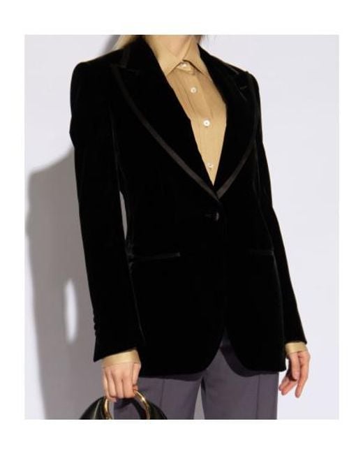 Tom Ford Black Single-Breasted Velvet Blazer