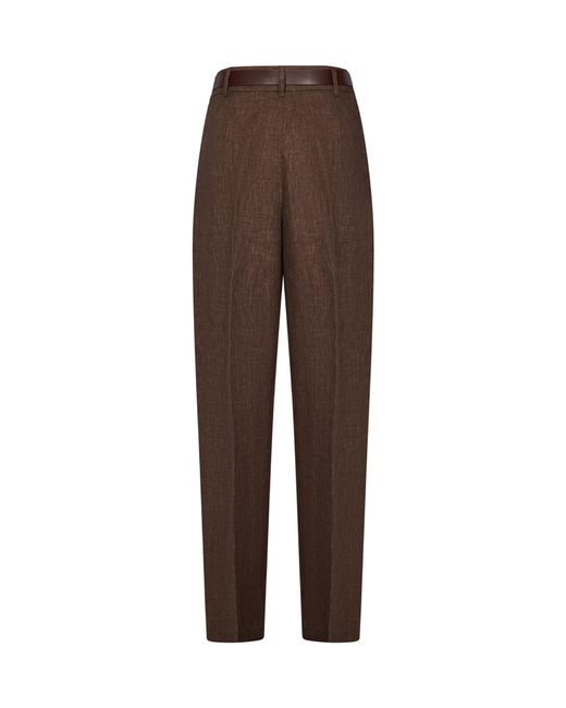 Max Mara Brown Studio Belted Wide Leg Trousers