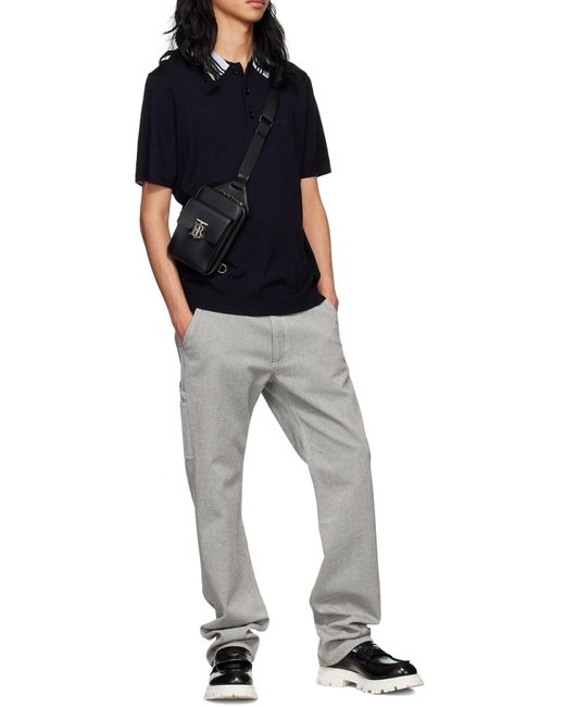 Burberry Black Icon Stripe Polo Shirt for men
