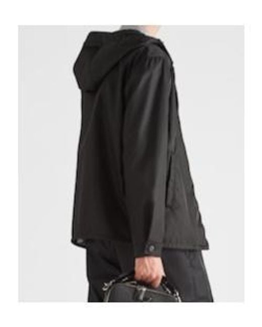 Prada Black Logo Plaque Zip-Up Jacket for men