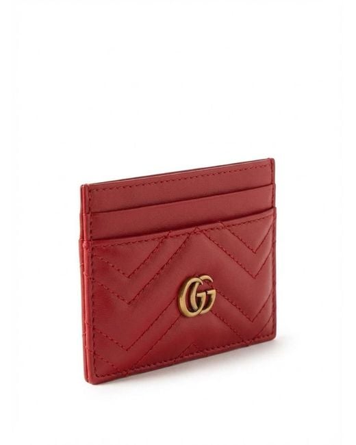 Gucci Red Gg Marmont Card Case