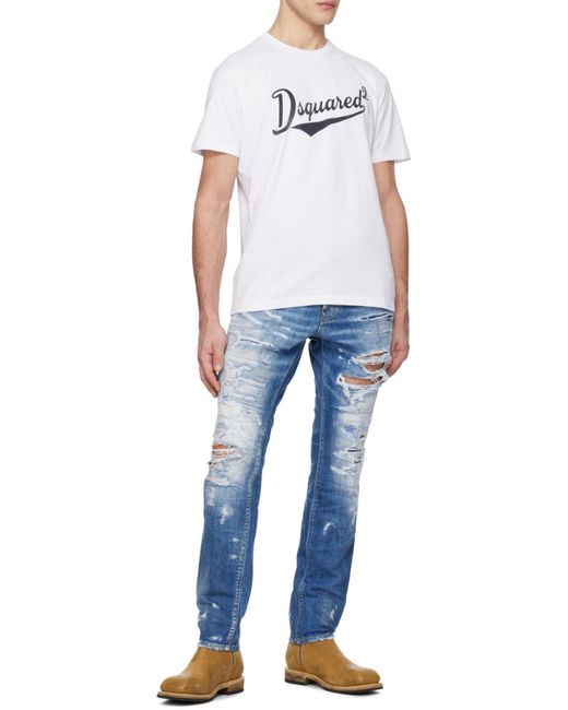 DSquared² Gray Cool Fit Velvet Logo T-Shirt for men