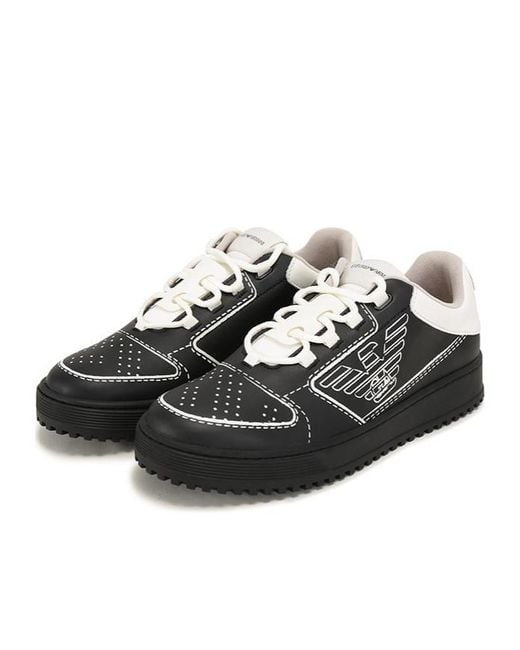 Emporio Armani Black Strap-Up Casual Sneakers for men